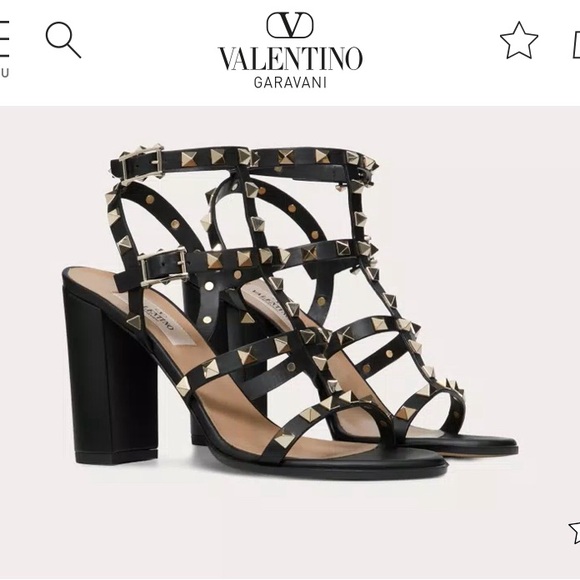 Valentino Garavani | Black Rockstud Ankle Strap Gladiator Sandal - Picture 4 of 10